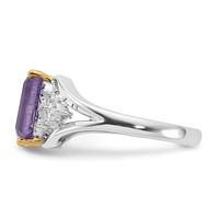 Sterling Silver & 14K Accent Amethyst and Diamond Ring view 3