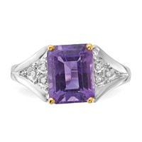 Sterling Silver & 14K Accent Amethyst and Diamond Ring view 4
