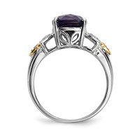 Sterling Silver & 14K Amethyst and Diamond Ring view 2