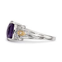 Sterling Silver & 14K Amethyst and Diamond Ring view 3