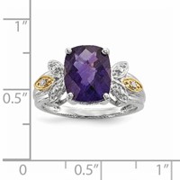 Sterling Silver & 14K Amethyst and Diamond Ring view 5