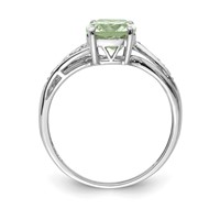 Brilliant Gemstones Sterling Silver Ring with 14K Accent Rhodium-plated Green Quartz and Diamond view 2