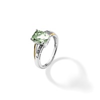 Brilliant Gemstones Sterling Silver Ring with 14K Accent Rhodium-plated Green Quartz and Diamond view 5