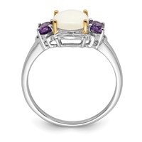 Brilliant Gemstones Sterling Silver Ring with 14K Accent Rhodium-plated Opal and Amethyst view 2