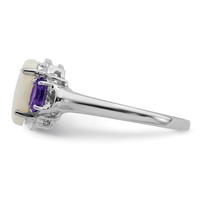 Brilliant Gemstones Sterling Silver Ring with 14K Accent Rhodium-plated Opal and Amethyst view 3