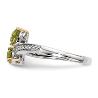 Brilliant Gemstones Sterling Silver with 14K Accent Rhodium-plated Peridot and Diamond Ring view 3