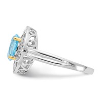 Sterling Silver & 14K Accent Sky Blue Topaz & Diamond Oval Ring view 3