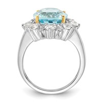 Sterling Silver & 14K Accent Sky Blue & White Topaz Ring view 2