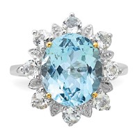 Sterling Silver & 14K Accent Sky Blue & White Topaz Ring view 4