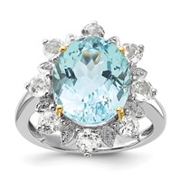 Sterling Silver & 14K Accent Sky Blue & White Topaz Ring view 1