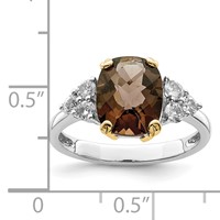 Brilliant Gemstones Sterling Silver Ring with 14K Accent Rhodium-plated Smoky Quartz and White Topaz view 5