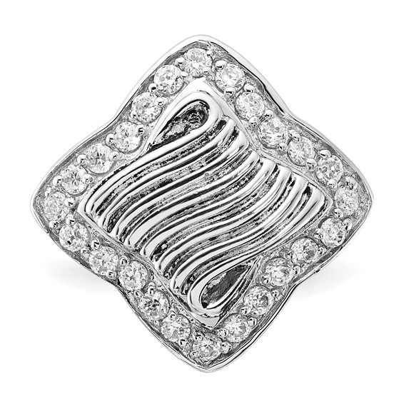 Sterling Silver Polished & Antiqued CZ Ring