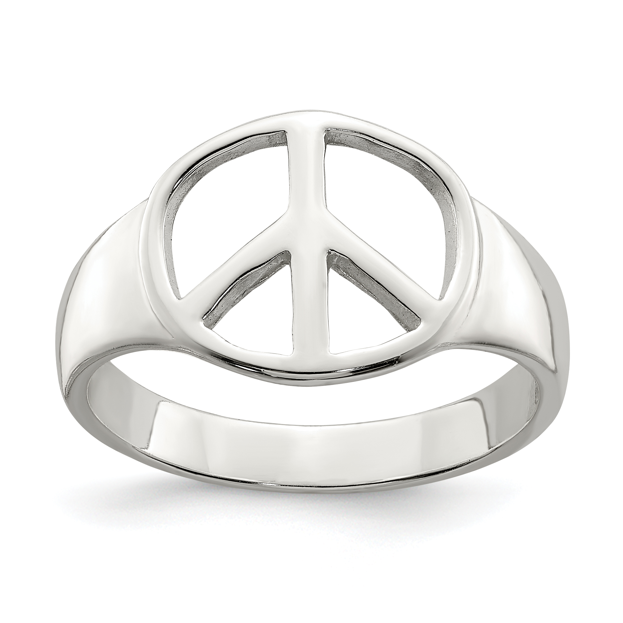 Sterling Silver Peace Sign Ring (QR2653-6)