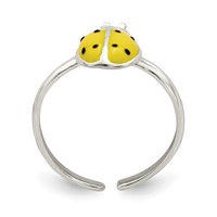 Sterling Silver Enameled & Polished Lady Bug Toe Ring view 2