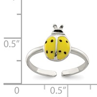 Sterling Silver Enameled & Polished Lady Bug Toe Ring view 3