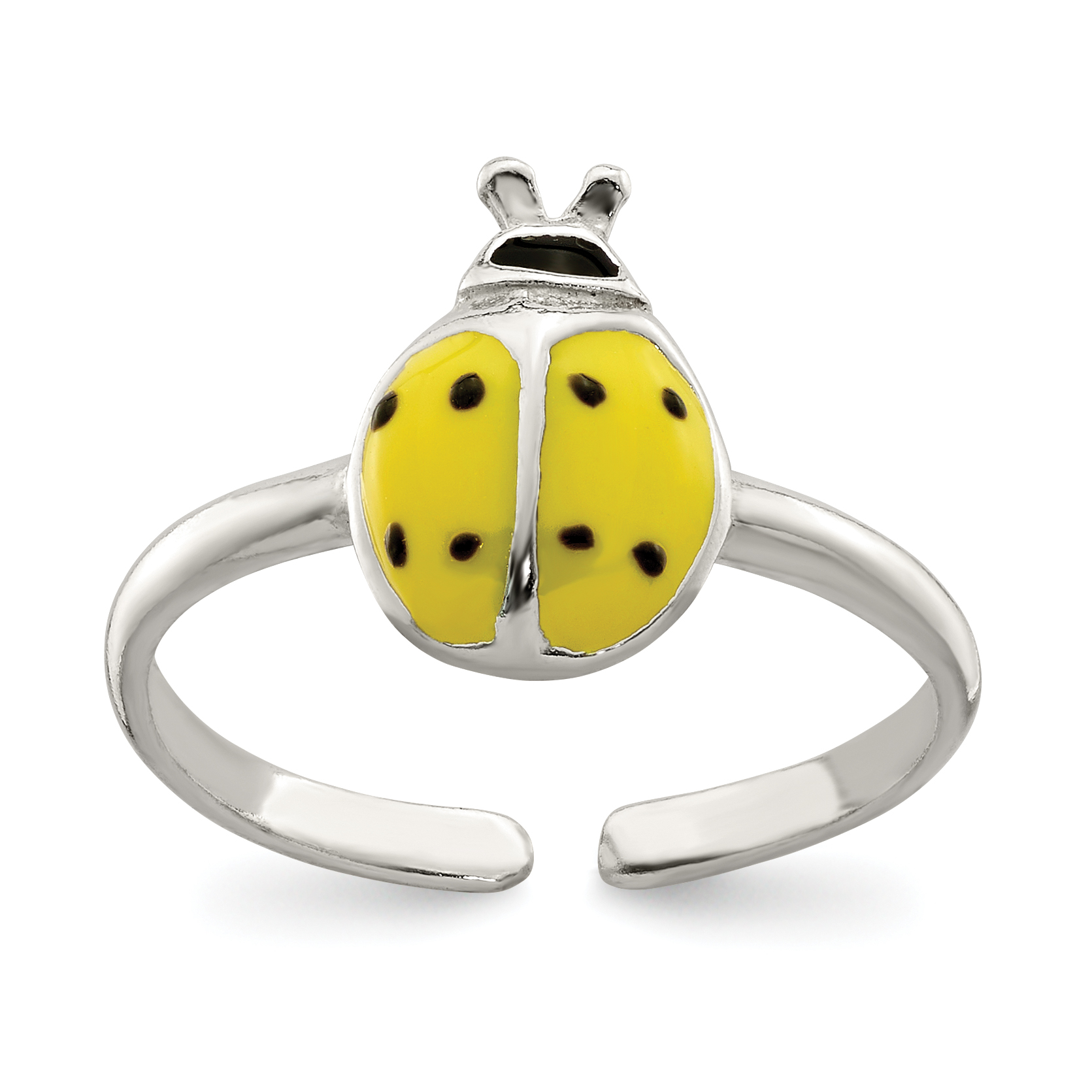Sterling Silver Enameled & Polished Lady Bug Toe Ring (QR2691)