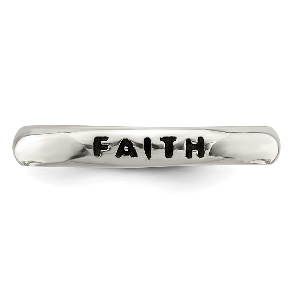 Sterling Silver Antiqued and Polished Faith Ring (QR2705-8)