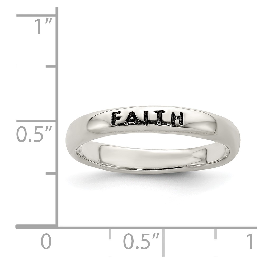 Sterling Silver Antiqued and Polished Faith Ring (QR2705-8)