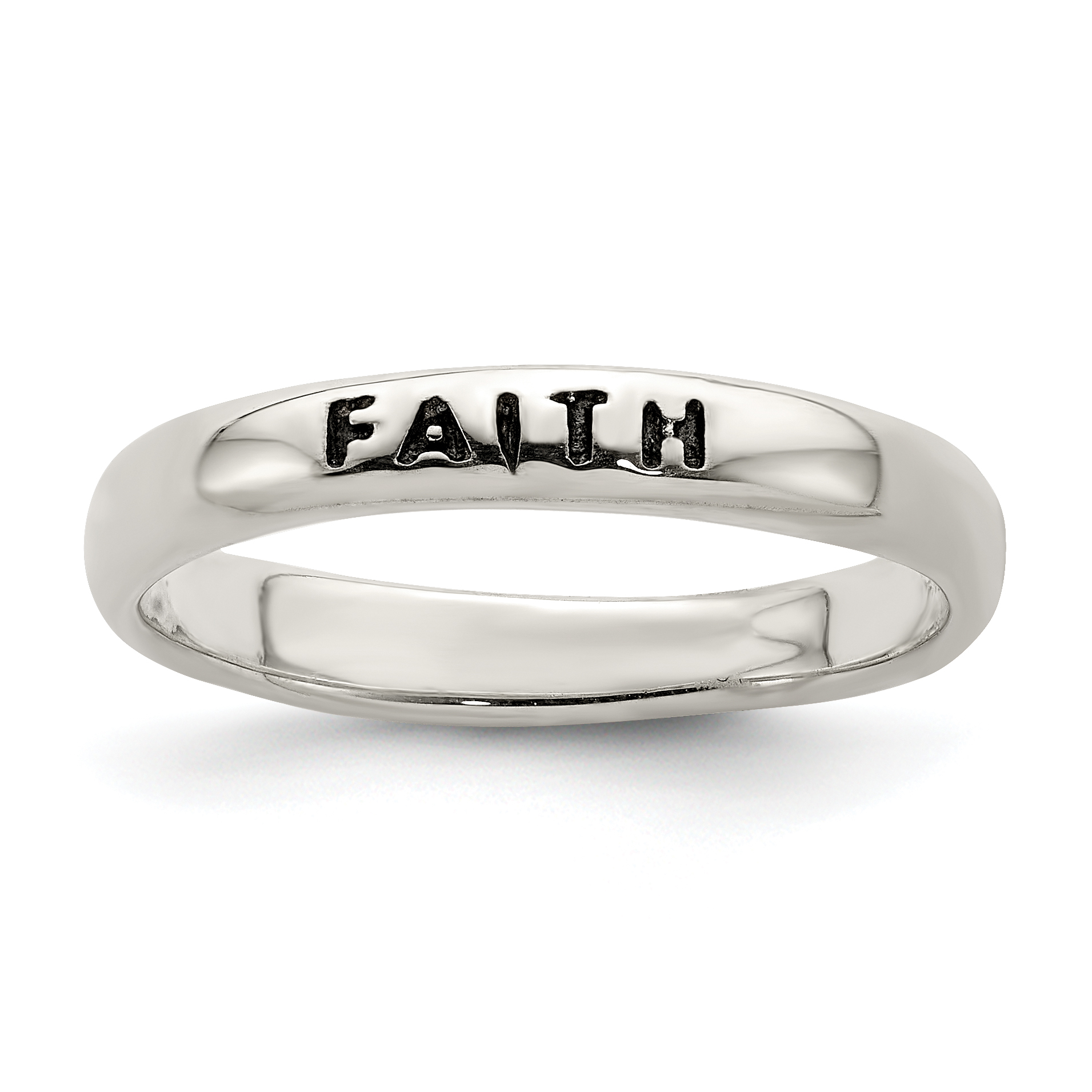 Sterling Silver Antiqued and Polished Faith Ring (QR2705-8)