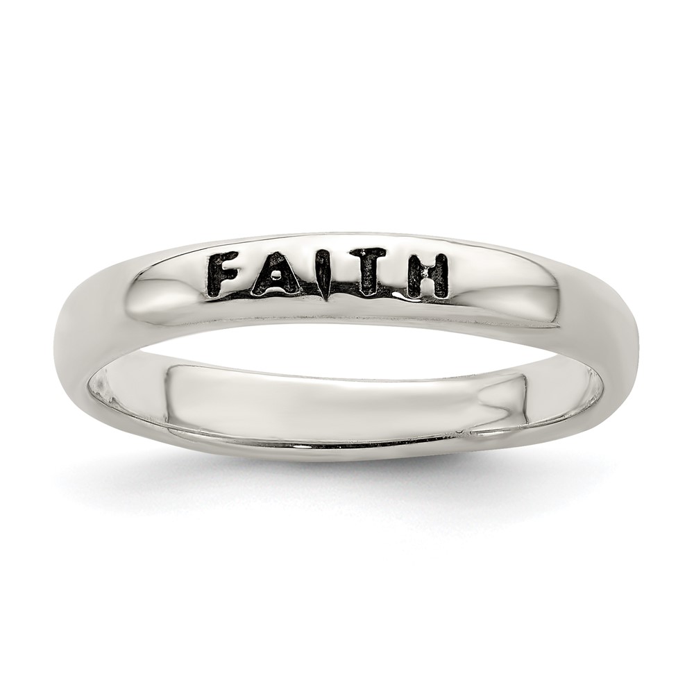 Sterling Silver Antiqued and Polished Faith Ring (QR2705-8)