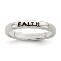 Sterling Silver Antiqued and Polished Faith Ring view 1