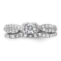 Sterling Silver Rhodium-plated 2-Piece CZ Wedding Set Ring view 5
