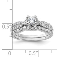 Sterling Silver Rhodium-plated 2-Piece CZ Wedding Set Ring view 4