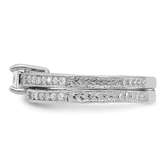 Sterling Silver Rhodium-plated 2-Piece CZ Wedding Set Ring