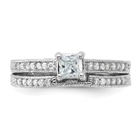 Sterling Silver Rhodium-plated 2-Piece CZ Wedding Set Ring view 5