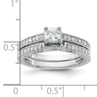 Sterling Silver Rhodium-plated 2-Piece CZ Wedding Set Ring view 4