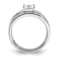 Sterling Silver Rhodium-plated CZ 3 Piece Wedding Set Ring view 2