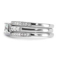 Sterling Silver Rhodium-plated CZ 3 Piece Wedding Set Ring view 3