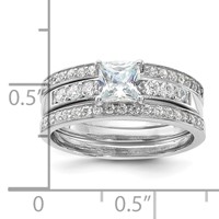 Sterling Silver Rhodium-plated CZ 3 Piece Wedding Set Ring view 4