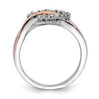 Sterling Silver and Vermeil Polished CZ Heart Ring view 2