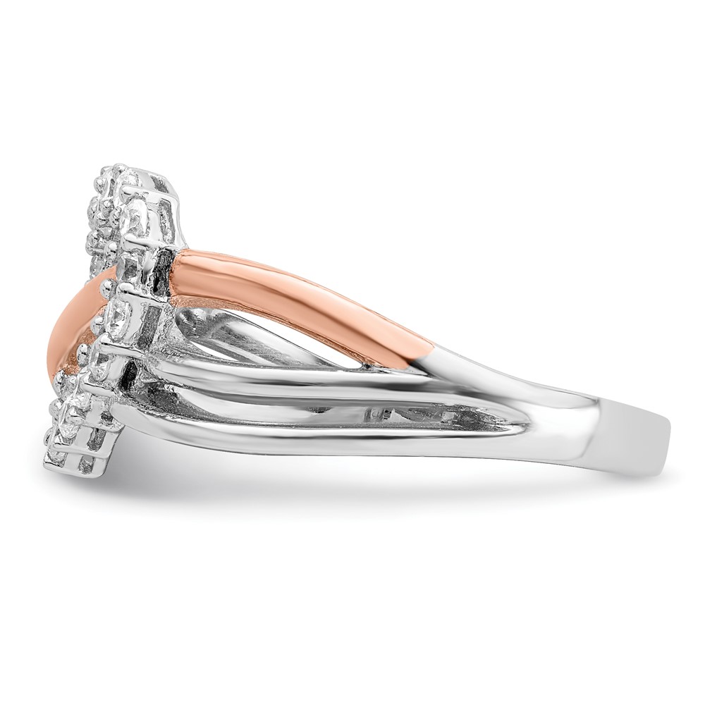 Sterling Silver and Vermeil Polished CZ Heart Ring (QR2721-8)