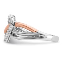 Sterling Silver and Vermeil Polished CZ Heart Ring view 4