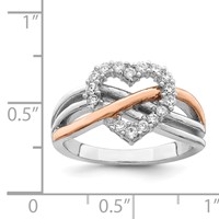 Sterling Silver and Vermeil Polished CZ Heart Ring view 3