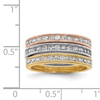 Sterling Silver Vermeil Polished Trio CZ Rings view 3