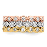 Sterling Silver Vermeil Trio CZ Rings view 4