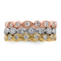 Sterling Silver Vermeil Trio CZ Rings view 5