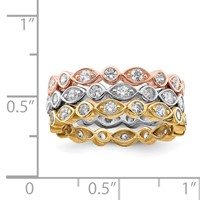 Sterling Silver Vermeil Trio CZ Rings view 3
