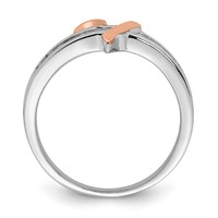 Sterling Silver Rhodium-plated Vermeil Polished Heart CZ Ring view 2