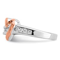 Sterling Silver Rhodium-plated Vermeil Polished Heart CZ Ring view 3