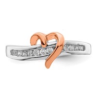Sterling Silver Rhodium-plated Vermeil Polished Heart CZ Ring view 5