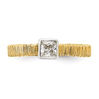 Sterling Silver Ring with Gold-tone Vermeil Wire Wrapped CZ view 5