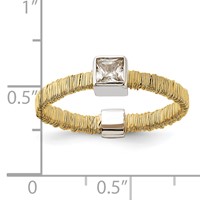 Sterling Silver Ring with Gold-tone Vermeil Wire Wrapped CZ view 3