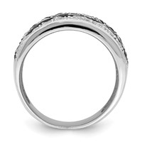 Sterling Silver Rhodium Black & White CZ Checkerboard Ring view 2
