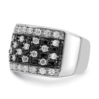 Sterling Silver Rhodium Black & White CZ Checkerboard Ring view 4
