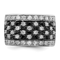 Sterling Silver Rhodium Black & White CZ Checkerboard Ring view 5
