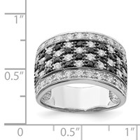 Sterling Silver Rhodium Black & White CZ Checkerboard Ring view 3